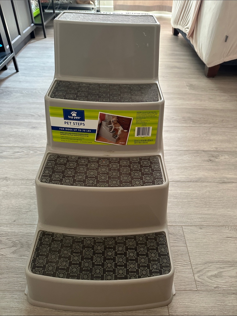 Top Paw Pet Steps in Light Gray with Black Treads